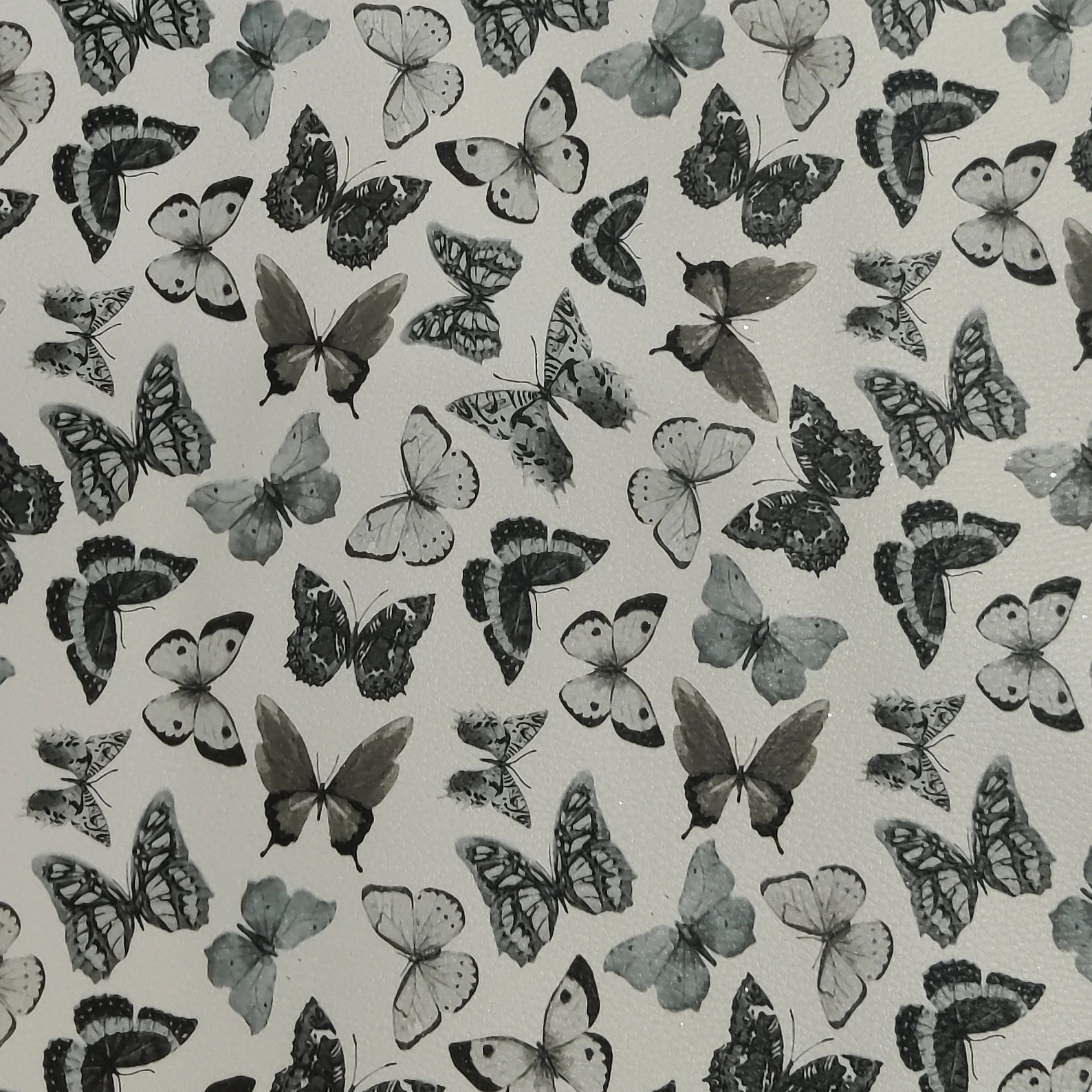 A-1127 PU Synthetic Leather Glitter Effect Butterflies Design Durable Fabric for Fashion Bags Shoes Sofas Outdoor Garment Use