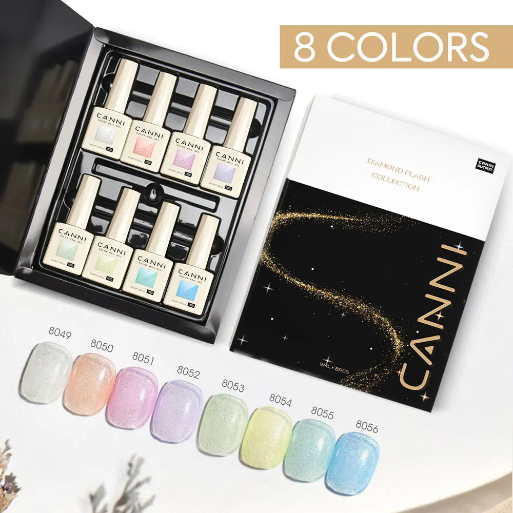 CANNI 9ml Glitter Series Hema Free Uv Gel Nail Polish Enamel Gel Set 8pcs/lot Uv Gel Kit with Glitz Flash Series Set