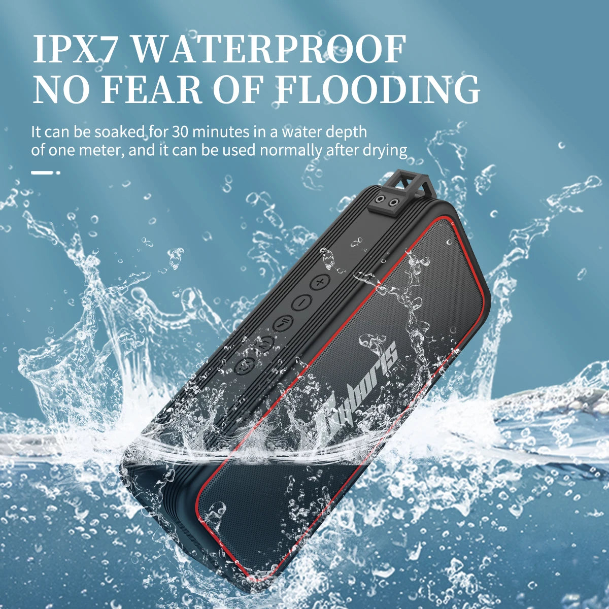 X7 Powerful 20W BT Speaker IPX7 Waterproof 24 Hours Battery Portable Indoor/Outdoor Deep Bass Wireless Speakers with Mic