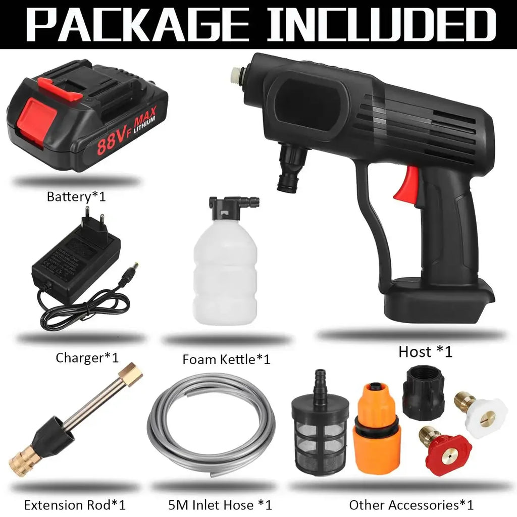 60Bar 1500W Cordless High Pressure Car Washer Rechargeable Car Wash Gun Electric Water Gun Foam Machine for Makita 18V Battery