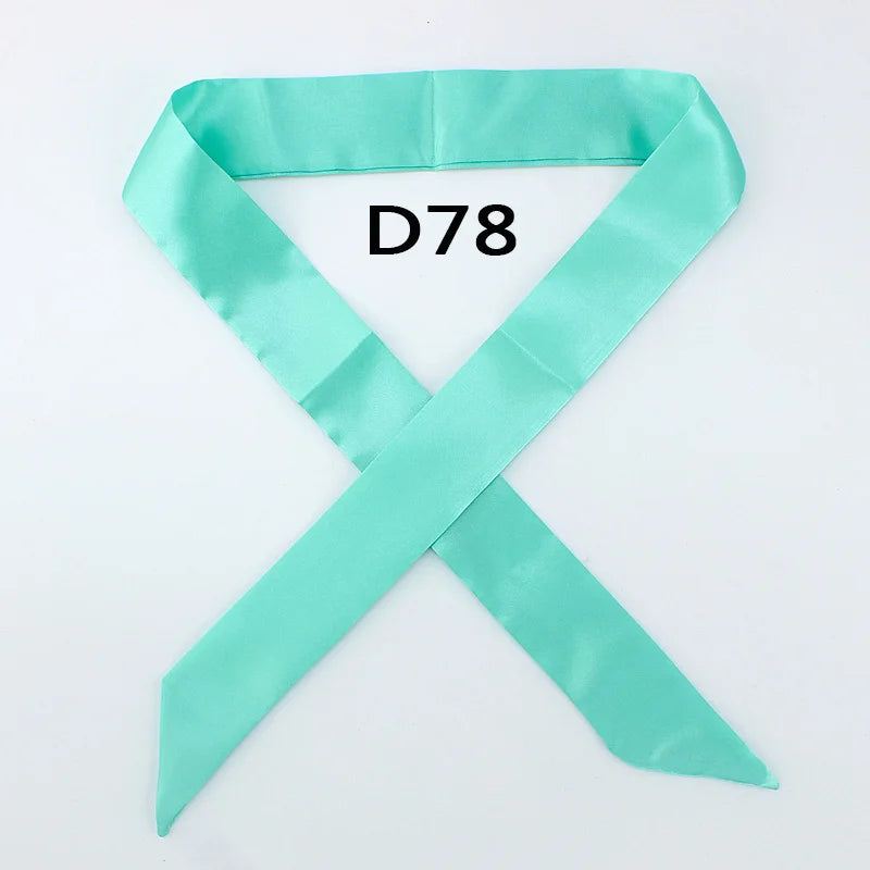 Hot Fashion New Twill Emulation Silk Solid Bag Scarf Women Small Scarf Ribbon Handbag Hair Long Shawl Bandana Luxury Head Scarf