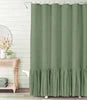 Beige 72x72 Inch French Country Linen Blend Ruffle Shower Curtain for Bathroom