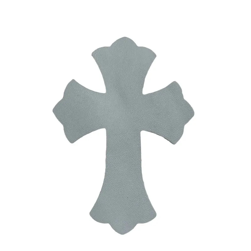 4.5*6.5cm Sheepskin Leather Patch With Cross Shaped Leather Label Genuine Leather DIY With Multiple Colors-106-182