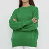 Women's Autumn New Crew Neck Solid Sweater Loose Long Sleeve Knitted Casual Pullover Versatile Top for Winter