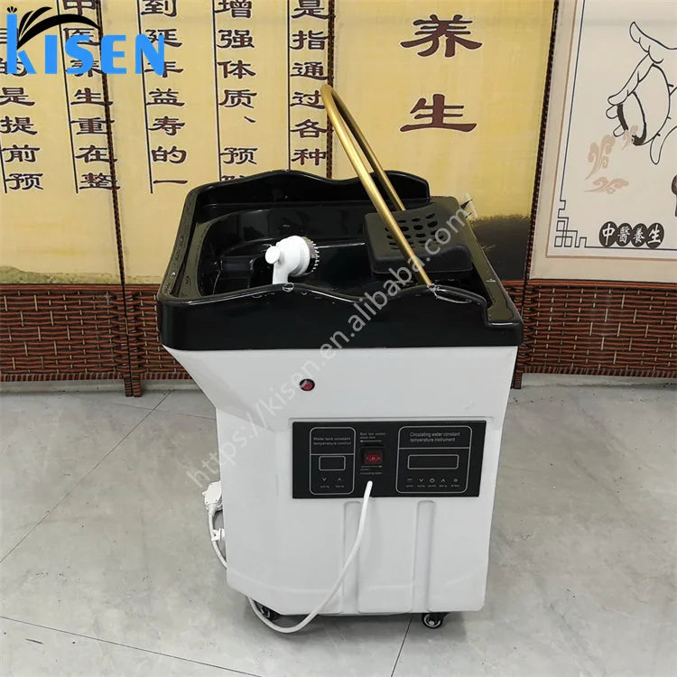 Kisen Hottest Beauty Spa Salon 60L  Water Tank Salon Furniture Portable Adjustable Height Washing Hair Bowl Shampoo Basin Sink