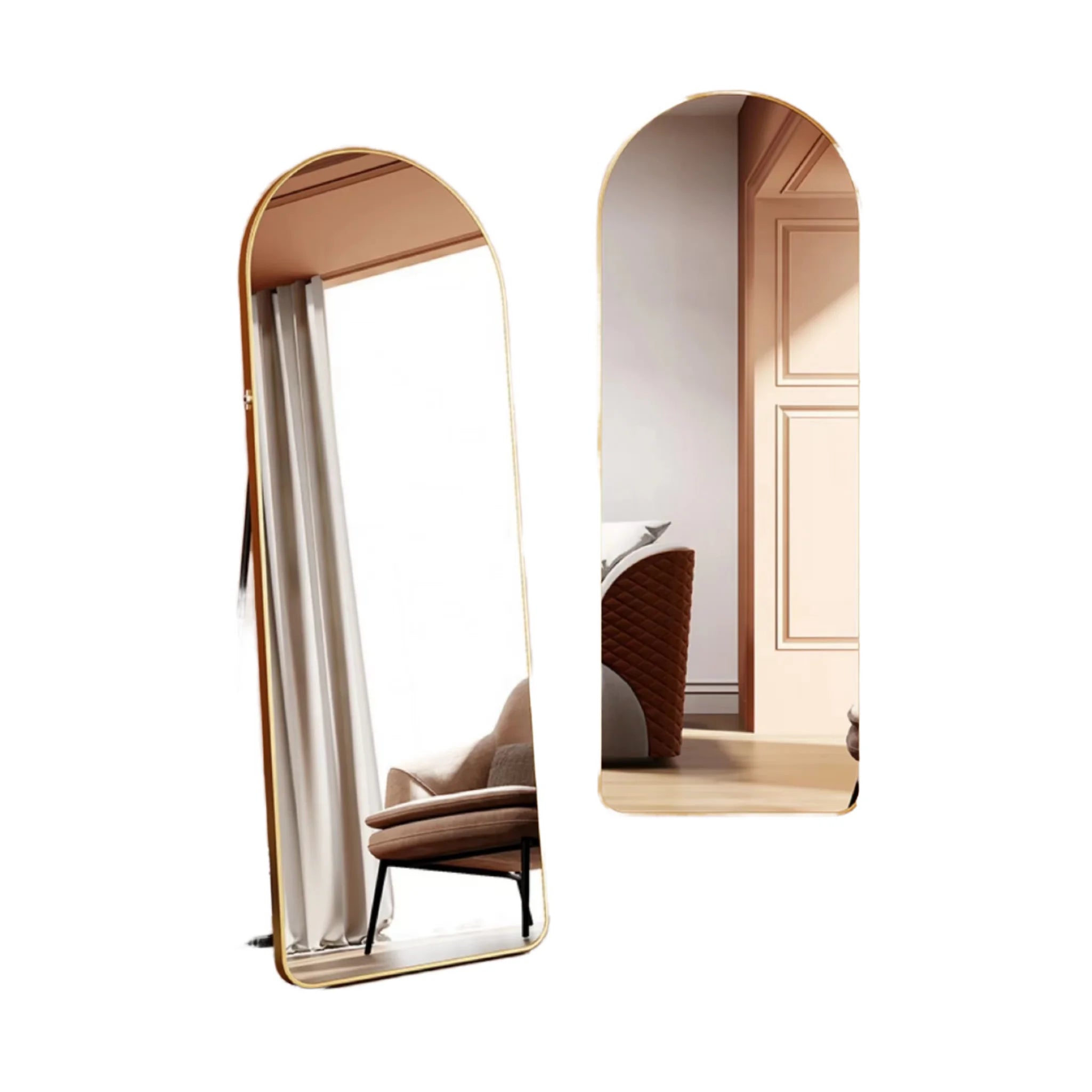 Large Full-Length Floor Mirror with 4mm Thickness Full Body Decorative Wall Arch Metal Frame Furniture for Wedding Occasions