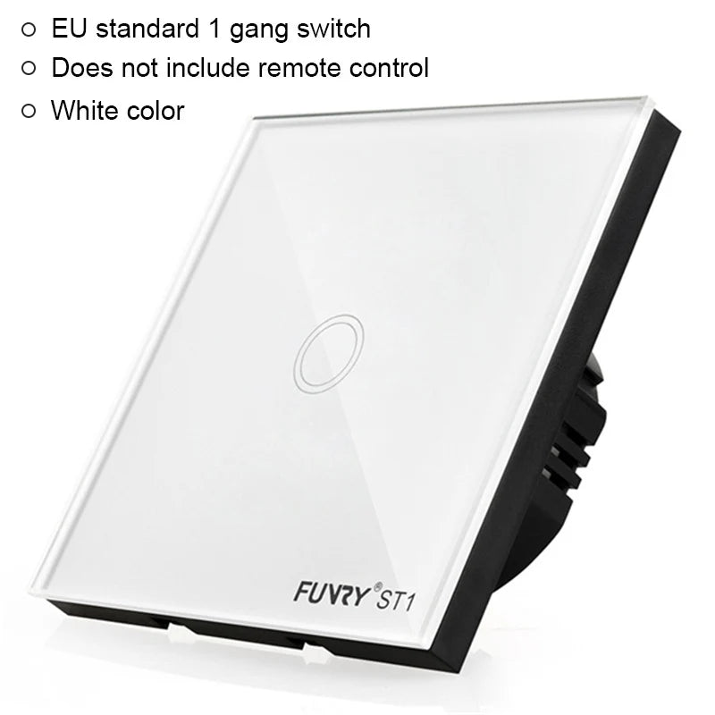 EU Standard 2Gang 170-240V 433MHz Wall Switch Touch Switch Smart Remote Control Luxury Crystal Glass Surface Waterproof 86*86mm
