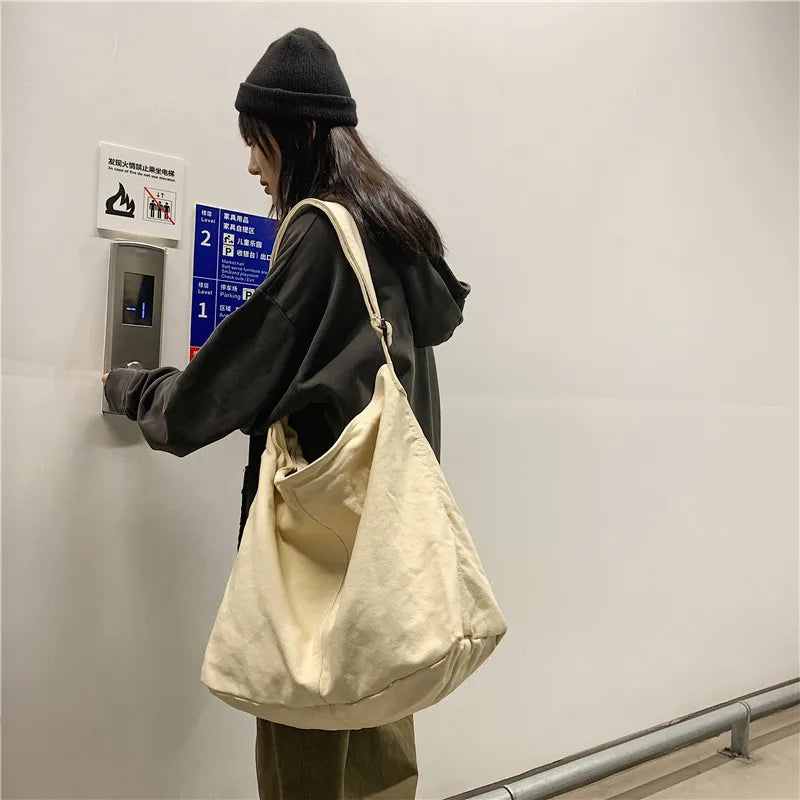 HOCODO New Bags for Women 2022 Canvas Shoulder Bag Fashion Large Capacity Handbags Female Casual Travel Bags Soft Crossbody Bags