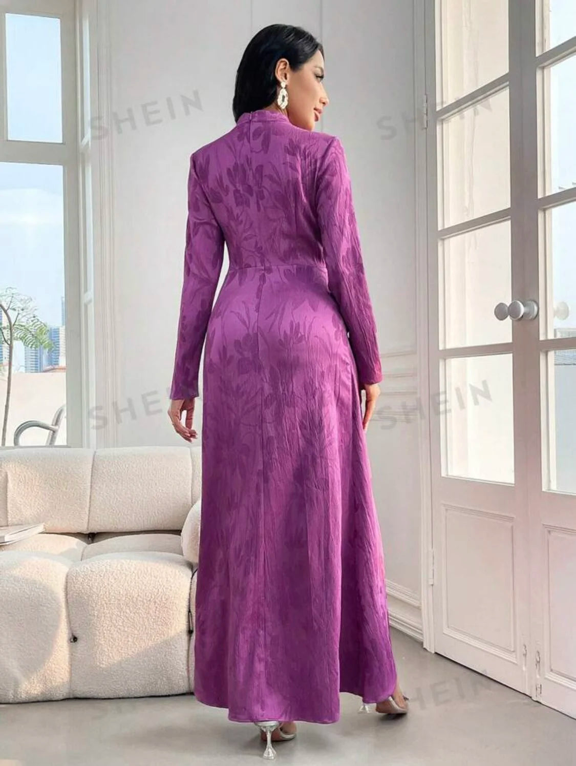 Elastic Stretchy Acetate Satin Jacquard 3D Textured Satin Floral Jacquard Fabric for Making Women Cheongsam Dresses Casual Wear