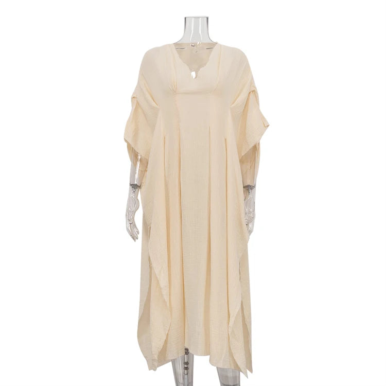New Frock Design Ladies Smocked Clothing Pyjamas Lounge Night Sleep Abaya Dubai 2024 Modest Dress Ruffle Cotton Long Dresses