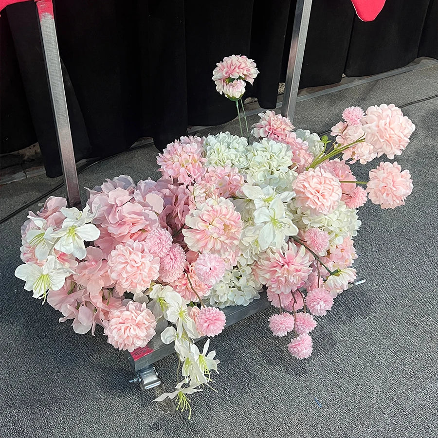 Realistic Artificial Silk Pink and White Butterfly-shaped Floral Decorations and Light Luxury Wedding Backdrop for Mother's Day