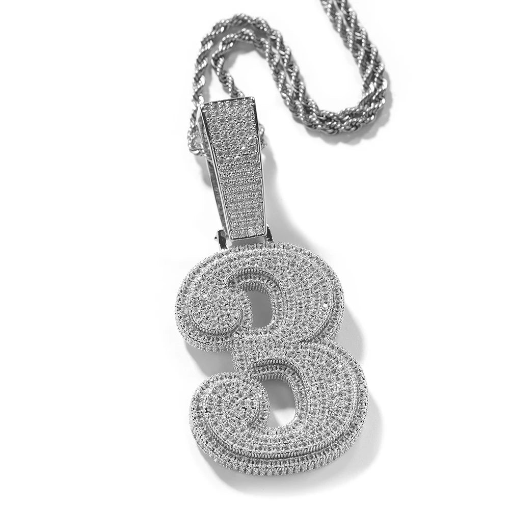 UWIN Hip Hip CZ Lucky Number Pendant Single Big Numbers Pendant Necklace 0 to 9 Special Rapper Jewelry
