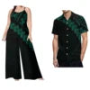 Low Price Custom Plus Size Polynesian Clothing Casual Sets of Couples Samoan Tribal Print Men Shirt Women Loose Rompers 2pc Sets