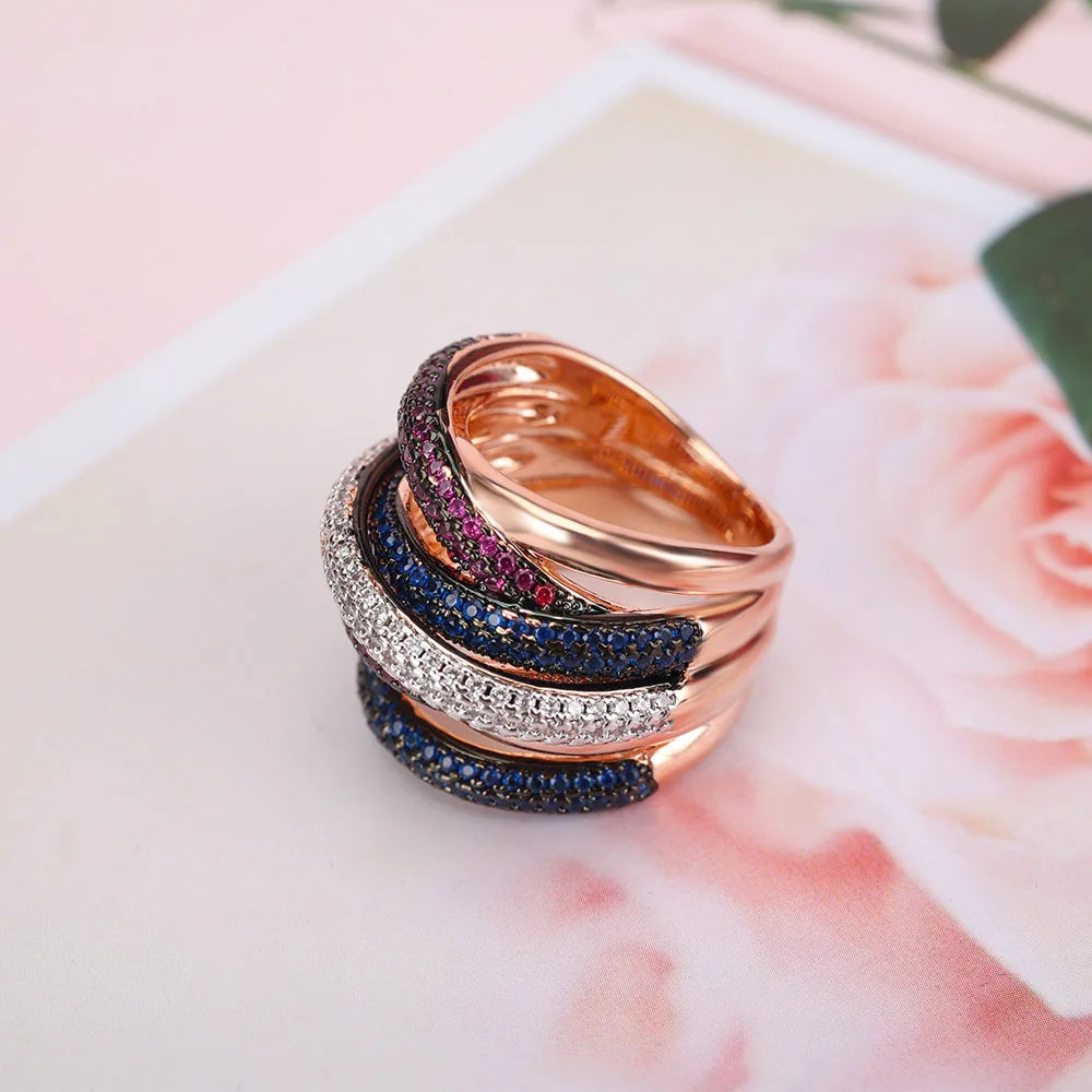 002332 Monaco Designer Luxury Twist Lines Geometry Cubic Zironium Engagement Dubai Naija Bridal Finger Rings Jewelry Addiction