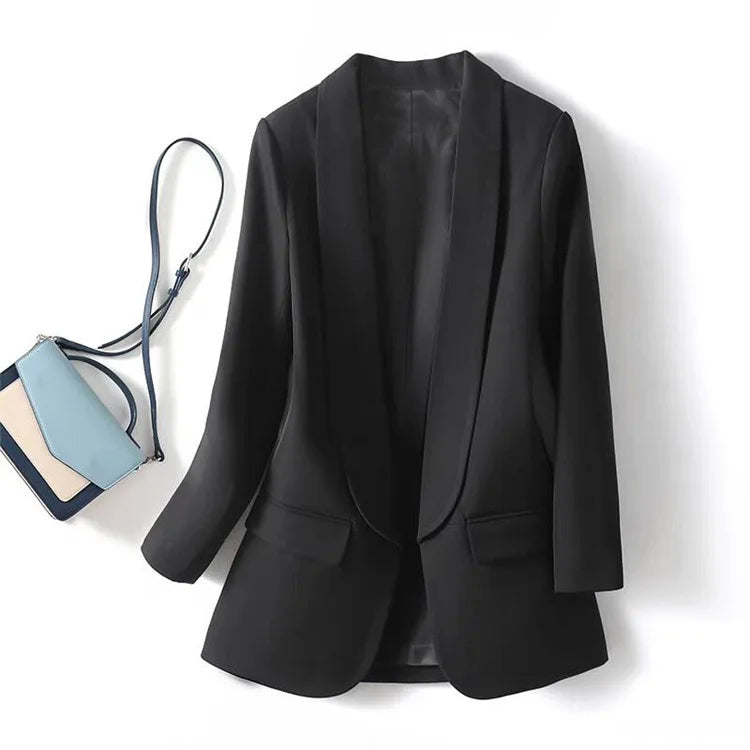 X818 # Best-selling Spring Autumn Women Jackets Elegant Temperament Solid Color V-Neck Long Sleeve Suit Blazers for Women