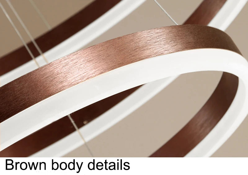 Modern LED Ring Pendant Lights Golden Creative Aluminum Circle Pendant Light for Living Room Restaurant Home Ring Lamp