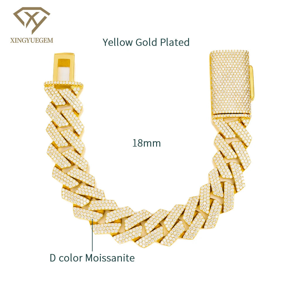Gra Certified 8-20mm Luxury Hip Hop Jewelry 925 Silver Mens Iced Out Vvs Diamond Mossanite Moissanite Cuban Link Chain Bracelet