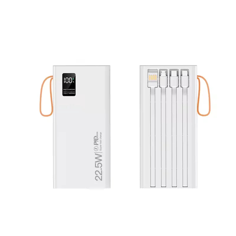 New Wholesale High Capacity 30000mAh Power Bank with 4 Cables Fast Charging 20W Rechargeable Emergency Lamp Outdoor Use