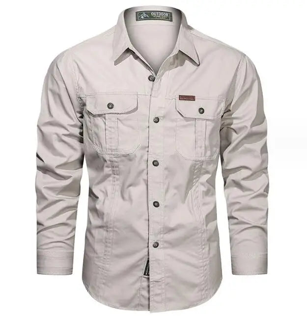 Multi-pocket Long Sleeve Outdoor Shirt Hiking Shirts Regular Fit Jacket Mens Casual Big Size Cargo Shirt