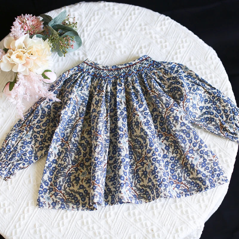 Autumn Spring Children Clothing Toddler Baby Girls Clothes Cotton Long Sleeve Flower Embroidery Baby Girls T-shirt Kids Shirt