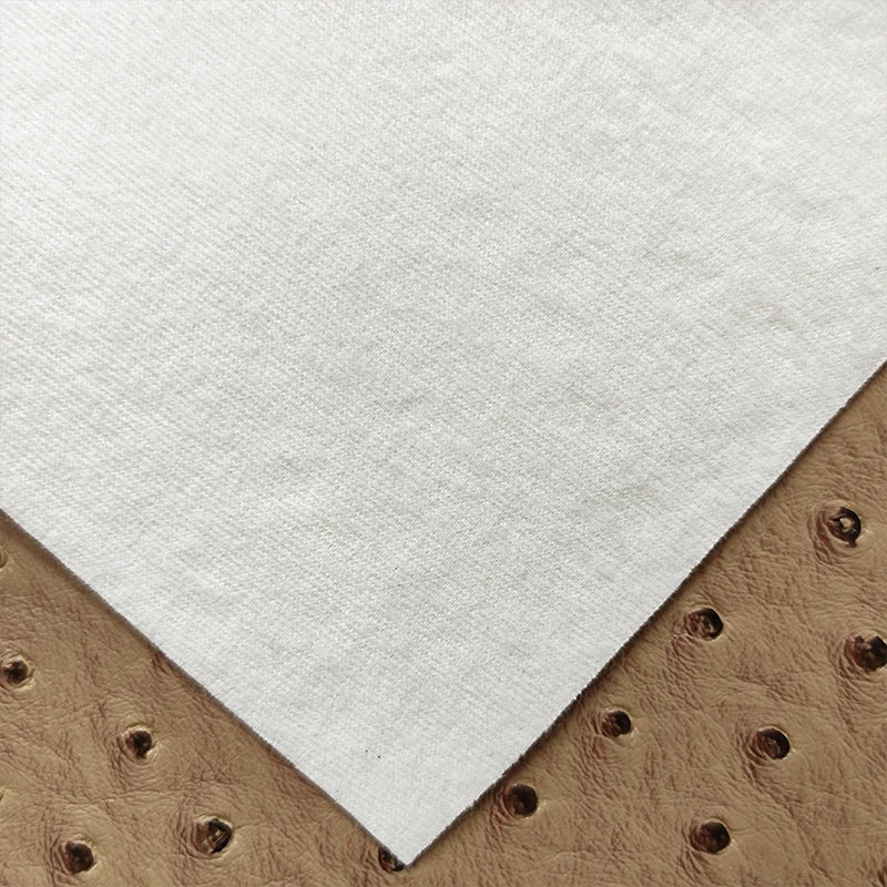 Super High Quality Ostrich Embossed Pvc Synthetic Vinyl  Leather Cotton Backing for Making Bag Decoration Craft Textile