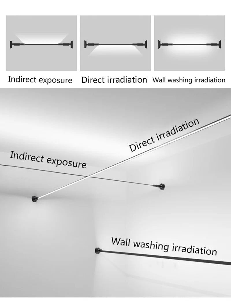 Skyline Linear Wall Lamp Strip Family Decoration Black White Steel Bar Villa Aisle DIY Length LED Ceiling Light Cutting Sconce