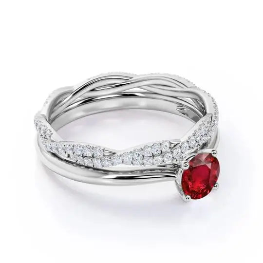 925 Sterling Silver Rose Gold Plated Lab Created Ruby Elegant Red Gemstone July Birthstone Wedding & Party Jewelry Gift for Her