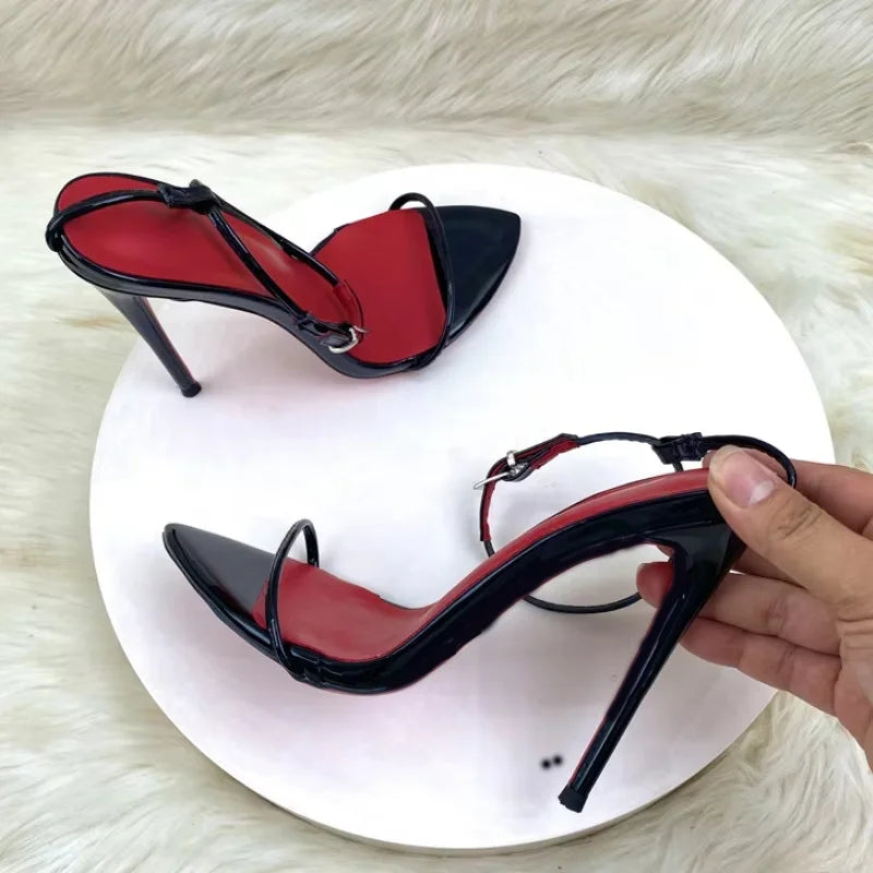 10CM 12CM New Fashion Red Insole Talons Pour Dames Sexy Stiletto Thin Trendy Shoes High Sandal Heels for Women