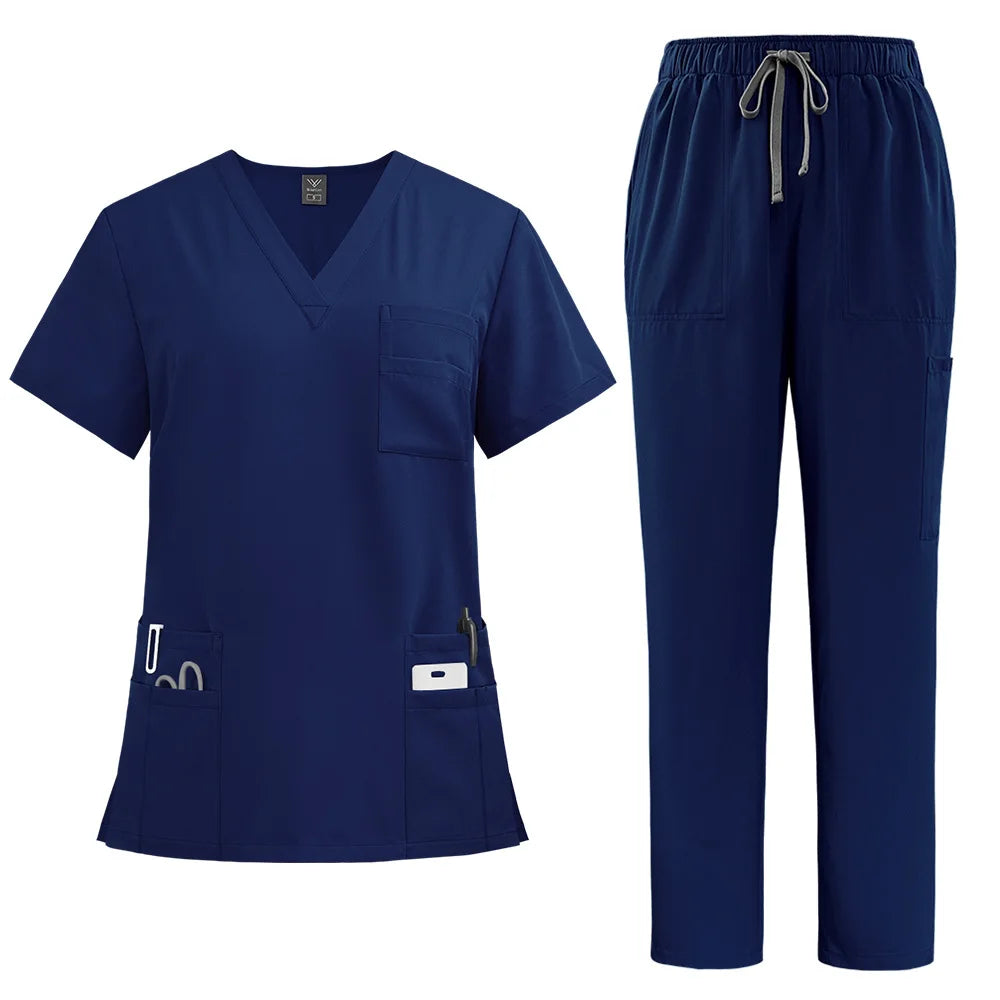 Salon Work Clothes Jersey Breathable Hospital Uniforms Nurse Beauty Dental Custom LOGO Uniform Medical Scrubs Sets for Men Women