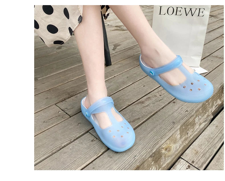 New Summer Jelly Sandals Women Outdoor Casual Slip On Garden Beach Shoes Female Rubber Clogs Non-slip Slides Breathable Slippers