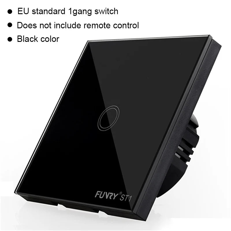 EU Standard 2Gang 170-240V 433MHz Wall Switch Touch Switch Smart Remote Control Luxury Crystal Glass Surface Waterproof 86*86mm