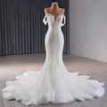 Jancember 241115 Beach Sweetheart Pearls Slim Mermaid Wedding Dress With Detachable Sleeve