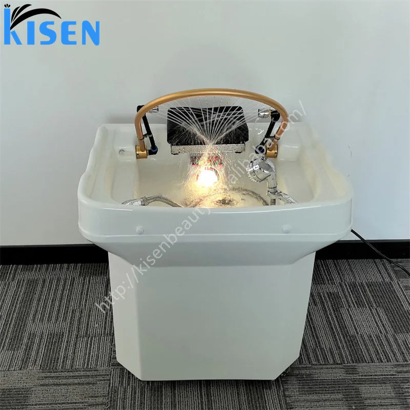 Kisen New Inventory Fast Delivery Beauty Salon 60L Water Circulation Furniture Portable Shampoo Basin Bac