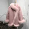 White fox Fur Trim Woolen Overcoat Female Winter Thick Clothes Long High-end Slim Cashmere Coat With Fox Fur Collar Cuffs