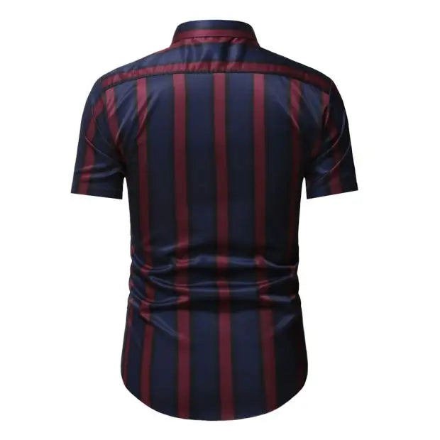 Summer Business Social Chemise Homme Casual Party Short Sleeve Striped Shirt Men Dress Luxury Button Up Fashion Mens Clothes