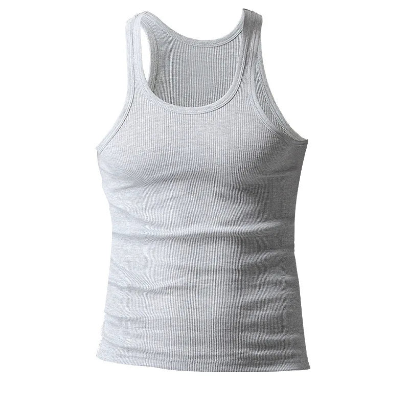 High Quality Men's Cotton Rib Gym Tank Top Casual Fitness Sexy Custom Breathable Vest Top for Man Outdoor Underwear