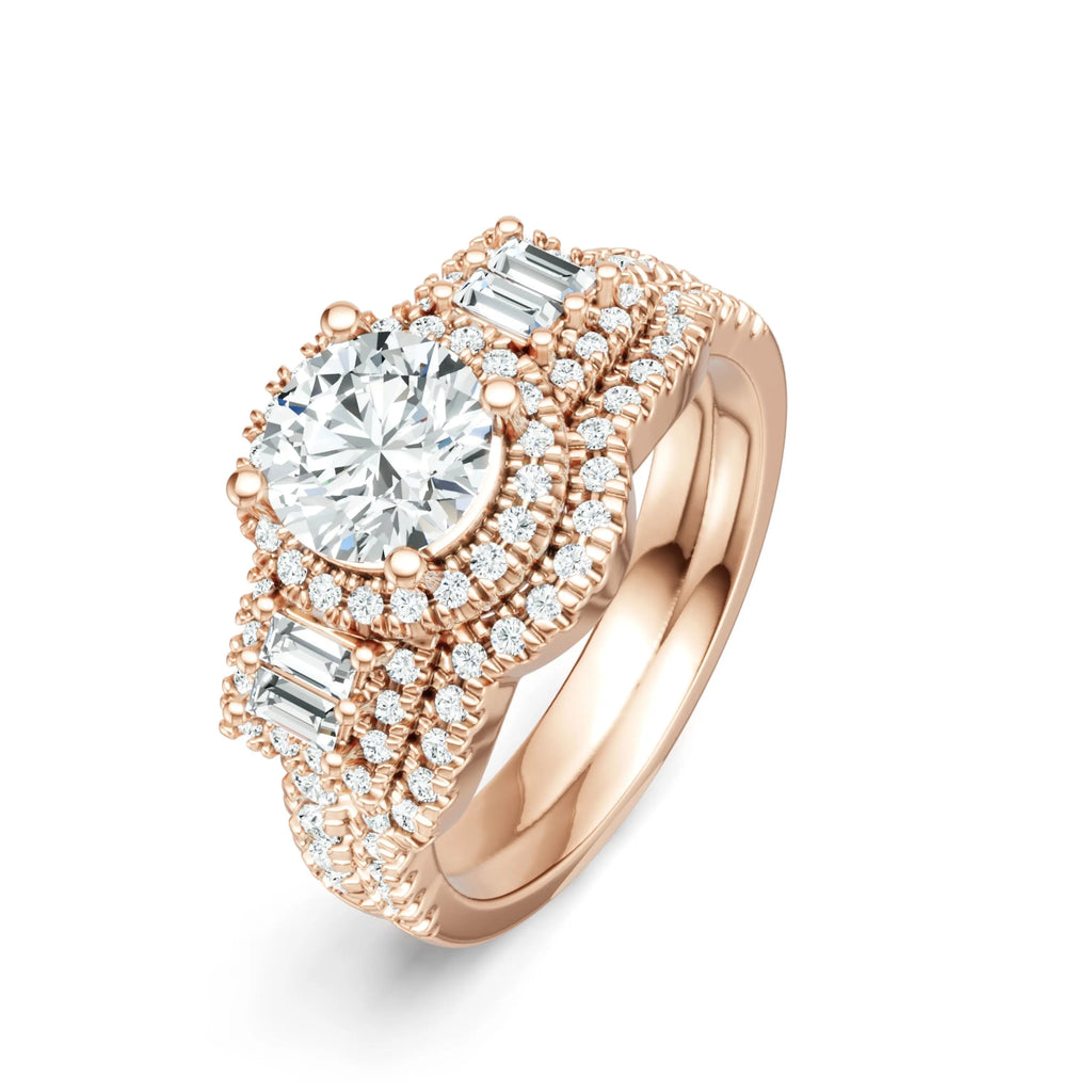 Hot Selling Ring Round Cut Moissanite Ring  Halo Ring 925 Sterling Silver Wide Band Pave Set Engagement Wedding Ring