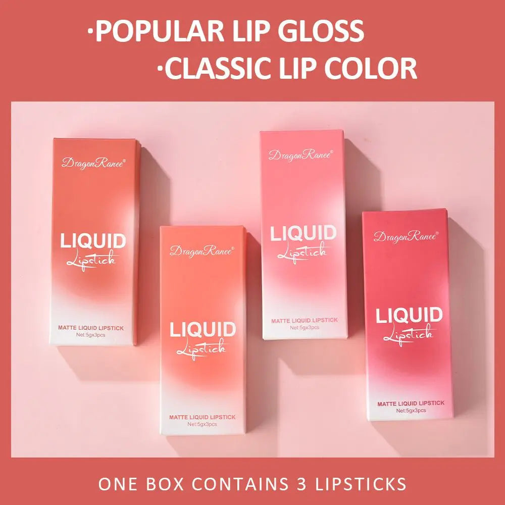 3PCS Beauty & Health Cosmetics Long-Lasting Makeup Tools Lip Gloss Velvet Lip Glaze Matte Lipstick