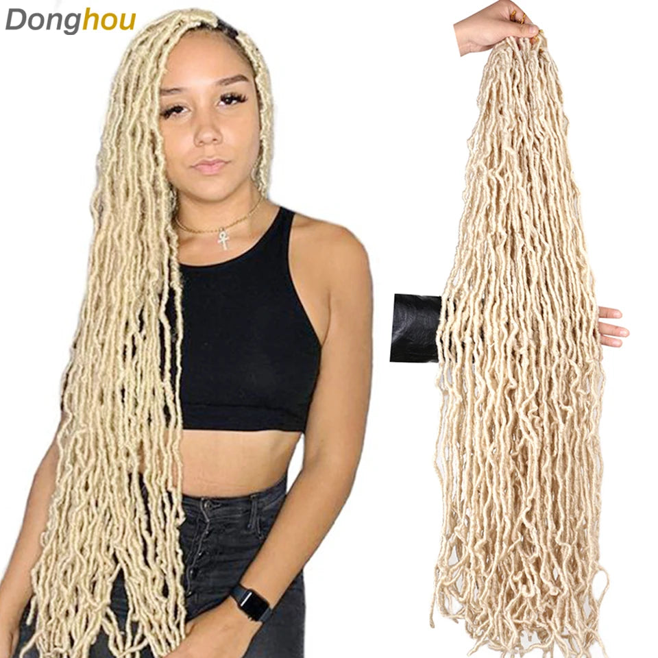 18”24”36” Mix Green New Faux Locs Crochet Hair Synthetic Curly Dreadlocks Hair Extensions Faux Cheveux Soft Locs Crochet Braids