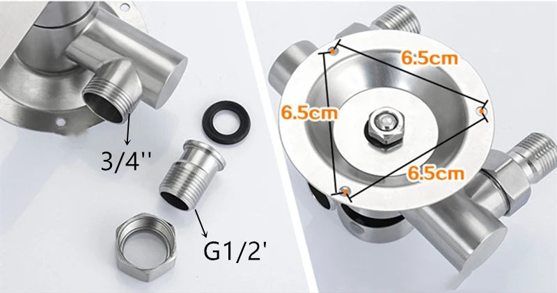 304 Stainless Steel Shower Faucet Mixer Valve Double Type Bathroom Shower Hot Cold Water Tap G1/2’ Bathtub Faucet