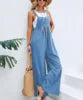 2025 Women's Summer Retro Style Jumpsuit New Style Solid Color Casual Strap Pants Loose Fit Breathable with Art Retro Pocket