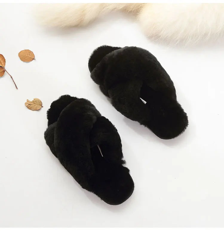 Women Indoor Slippers Real Wool 2023 Natural Sheepskin Home Slipper Winter Fur Slippers Wool Flip Flops Slipper Lady Home Shoes