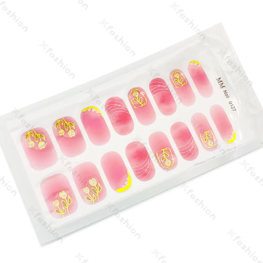 Hot Sale 16 Tips Solid Color Semi-Cured Gel Nail Stickers UV Light Durable Waterproof Long-Lasting Gel Nail Stickers Wholesale