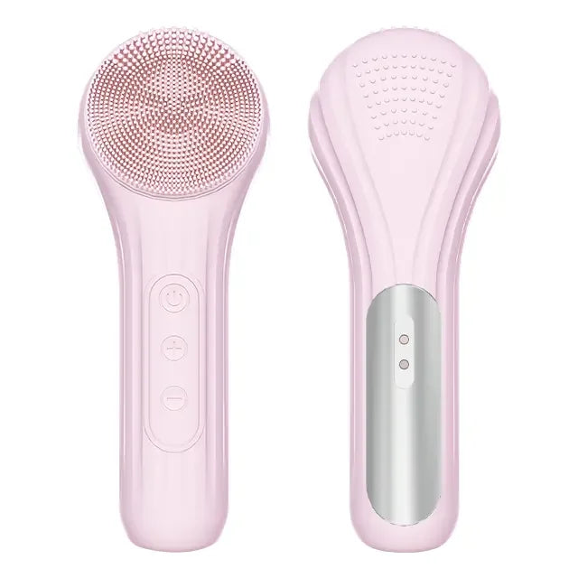 Facial Silicone Cleansing Brush - Rechargeable Electric Face Massager with Heating