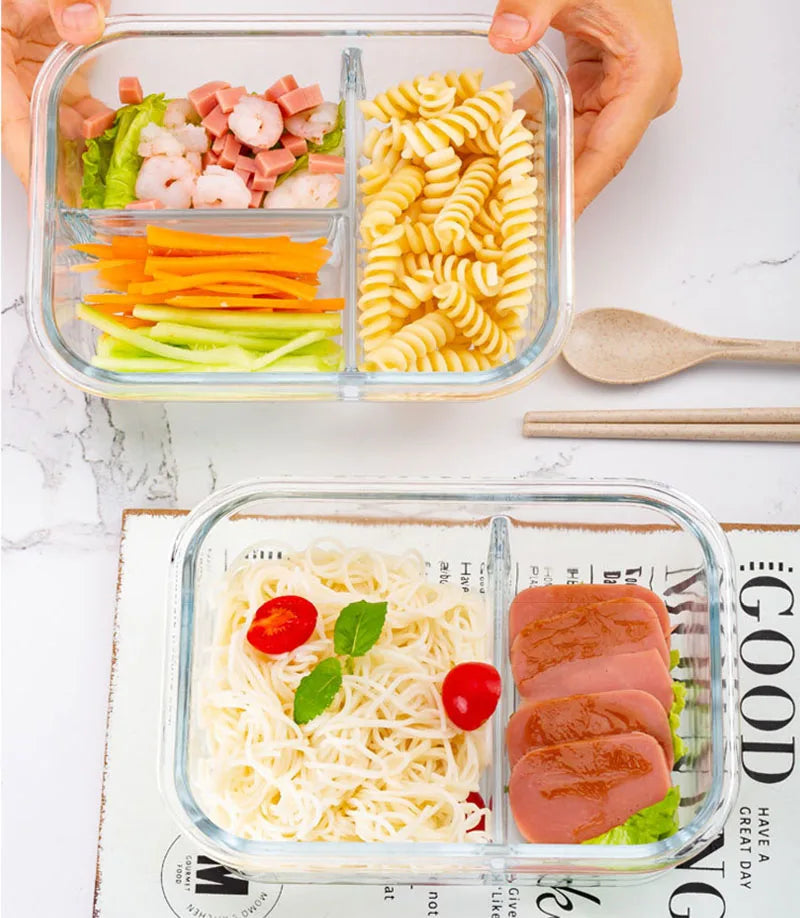 Glass Lunch Box Portable High Temperature Resistant Leak-proof Bento Box Microwave Heat Food Container Food Storage