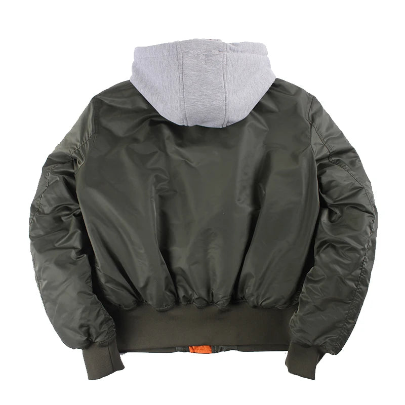 2025 aw winter bomber flight jacket MA-1 with hood streetwear clothes mens clothing hip hop baseball letterman oversized varsity