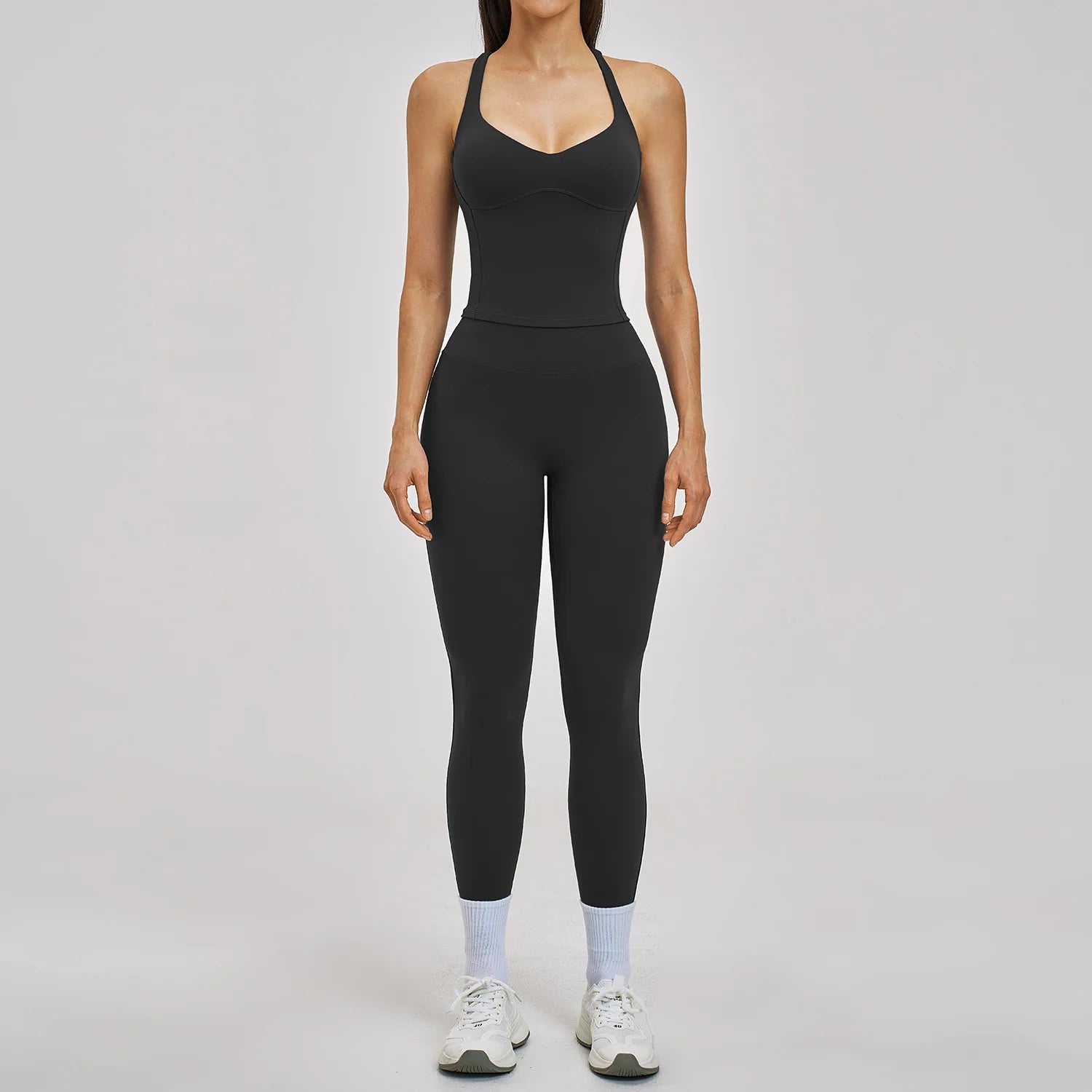 Women's Summer Athletic Wear Set Crisscross Back Fitness Tank Top and Leggings Workout Clothing Yoga Sets