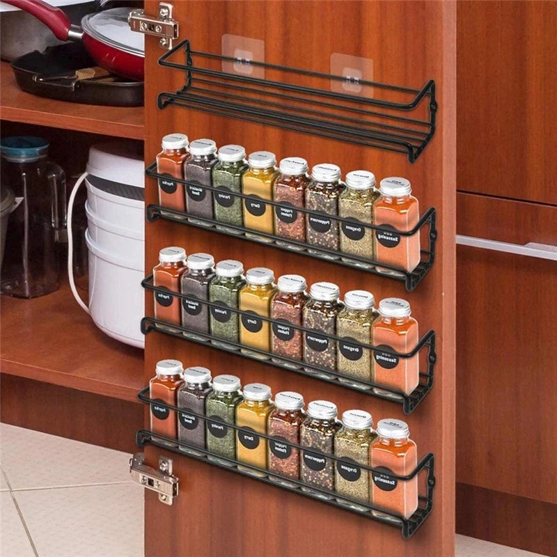 Kitchen Organizer Metal Hanging Spice Racks For Home Restaurant Wall-Mounted Seasoning Shelf Spice Jar Storage Rack Single Layer