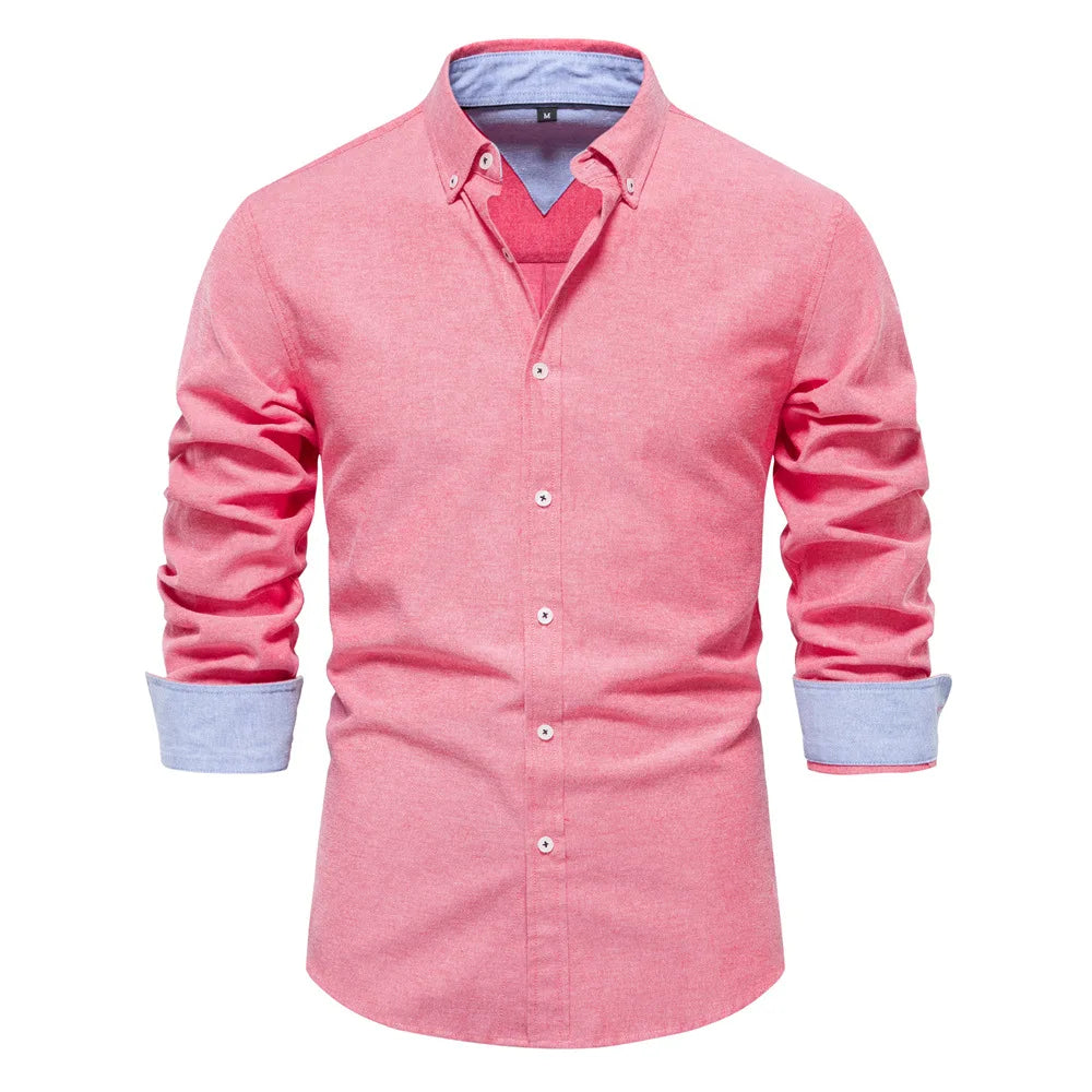 OEM Autumn Clearance Sale Men's Oversize Casual Blouse Long Sleeves Yarn-Dyed Shirts Breathable Shirt