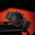 POEDAGAR Men Watch Fashion Chronograph Slim Stainless Steel Mesh Quartz Men's Wristwatch Waterproof Luminous Date Sport Watch